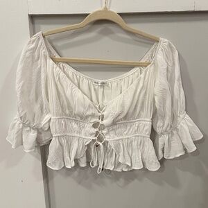 Vici Crop Lace Up Top